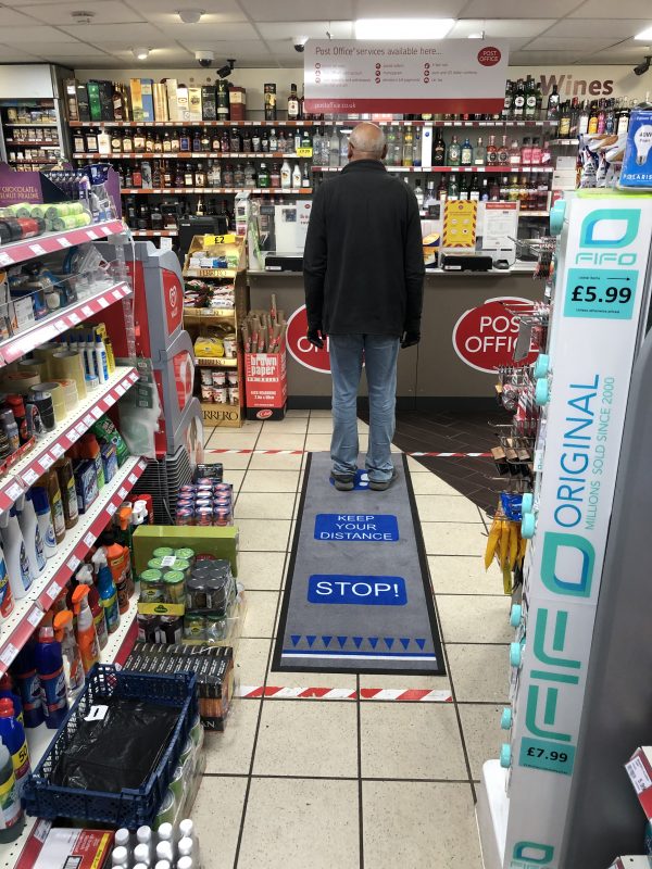 social distancing mat in shop